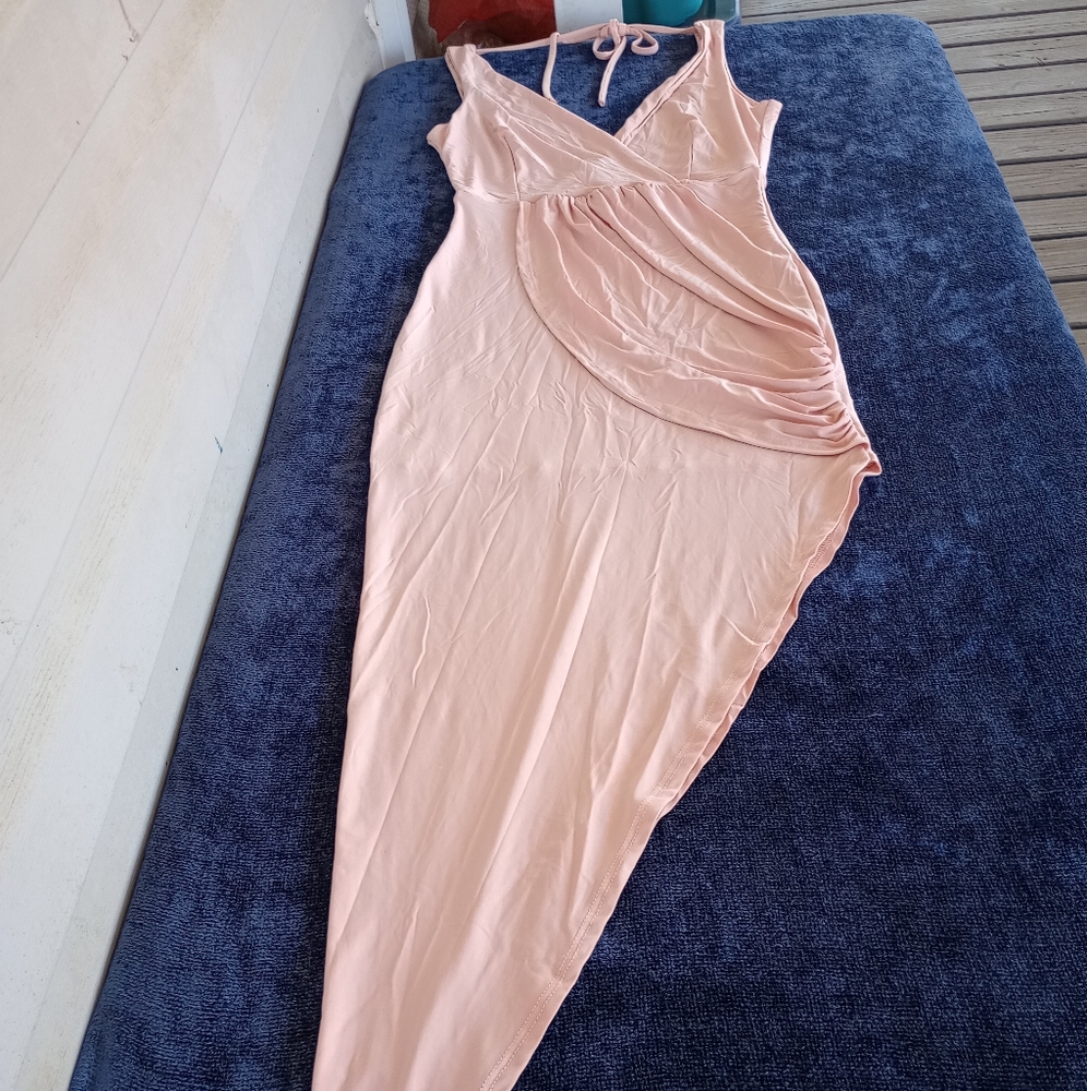 Sabora Blush Pink Asymmetrical Hem Dress Sz Small